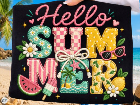 Capturing Seasonal Joy with Hello Summer Cute Embroidery PNG