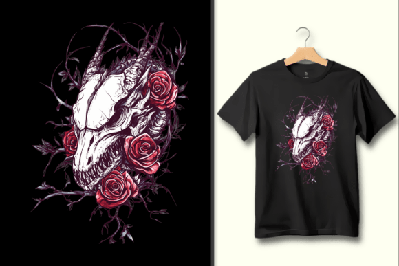 Dragon Skull Roses Tattoo Design: Bold Artwork