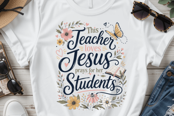Faith-Filled Classroom Decor: Teacher Prays for Her Students PNG