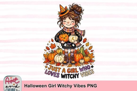 Halloween Girl Witchy Vibes PNG: A Festive Graphic for Your Spooky Season