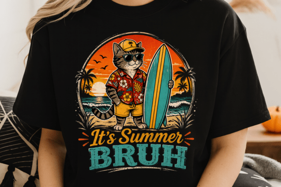 It's Summer Bruh Cat Shirt PNG: Instant Summer Vibes
