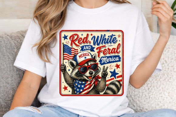 Red, White, and Feral: A Patriotic Raccoon PNG for 4th of July Designs