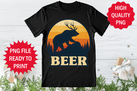 Retro Charm Meets Humor: Deer & Beer Clipart