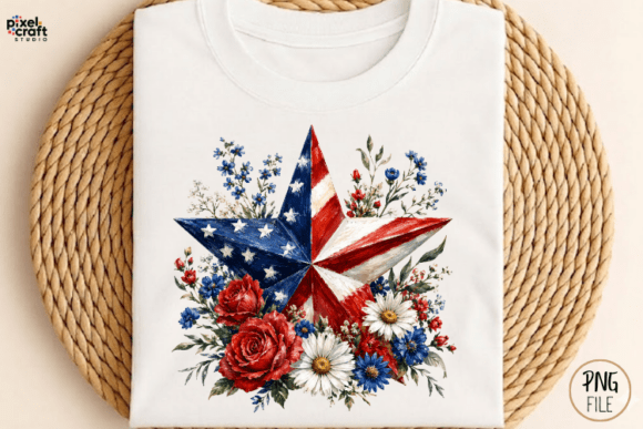 Unveiling the Patriotic Floral Star 4th of July PNG