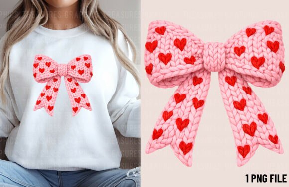 Valentine Coquette Bow Crochet Yarn PNG: A Charming Design Asset